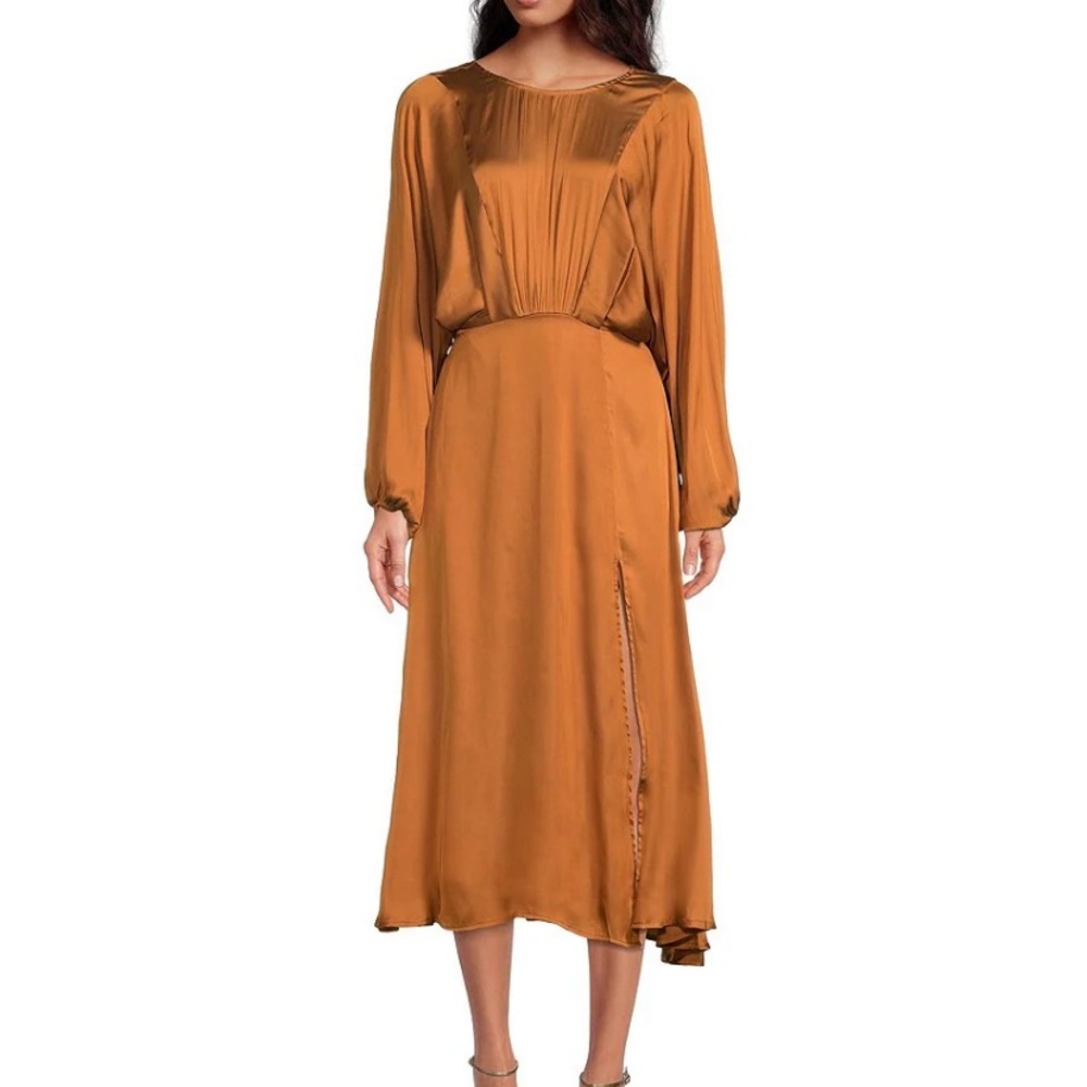 NWOT ASTR The Label Marin Round Neck Front Slit A-Line Midi Dress - Size M